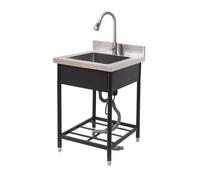 Lavello di Indipendente, Lavello da Cucina in Acciaio Inossidabile a Vasca Singola con Rubinetto per Garage, Ristorante, Lavanderia(50x50x80cm)