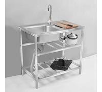 Lavello di servizio a una vasca, lavello da cucina for ristoranti commerciali in acciaio inossidabile con rubinetto e scarico, for lavanderia, garage, campeggio, stazione lavamani portatile, lavello p