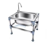 Lavello di servizio in acciaio inossidabile con rubinetto for acqua fredda, tubo flessibile e meccanismo di scarico one-touch, adatto for cucine, bagni e lavanderie(L)