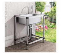 Lavello di Servizio in Acciaio Inossidabile, Lavello Indipendente con Rubinetto per Acqua Calda e Fredda per Cucine, Bagni, Garage, Lavanderia(45x40x75cm)