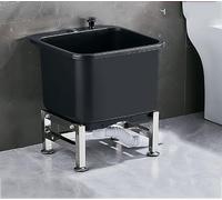 Lavello di servizio indipendente, con pulsante di scarico, tipo lavabo per la pulizia del pavimento, lavello per lavandini, lavello per mocio, lavabo di servizio verticale per lavanderia(Black,40cm)