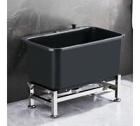 Lavello di servizio indipendente, con pulsante di scarico, tipo lavabo per la pulizia del pavimento, lavello per lavandini, lavello per mocio, lavabo di servizio verticale per lavanderia(Black,60cm)