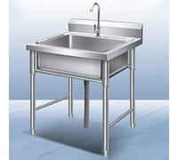 Lavello di servizio, lavello commerciale in acciaio inossidabile 304 con 1 vano per vasca da bucato mobile, indipendente, per garage, ristorante, cucina, lavanderia, esterno