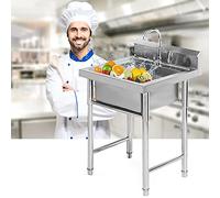 Lavello di servizio, lavello per lavanderia indipendente in acciaio inossidabile 304 con paraschizzi, vasca singola con rubinetto per cucina commerciale, ristorante, lavanderia, garage, inte