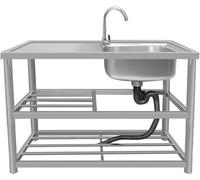 Lavello di utilità indipendente dell'acciaio inossidabile con superficie di lavoro e rubinetti caldi freddi per uso portatile di catering della cucina