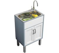 Lavello di Utilità per Lavanderia Lavello per Lavanderia con Armadietto Lavello da Restauro Commerciale A Vasca Singola Autoportante Lavabo per Lavaggio di Facile Inst, Blue+White, 59 * 44 * 75cm