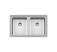 Lavello Doppia Vasca Foster Rettangolare 86 cm Evo 3274 050 Acciaio