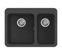 Lavello Elleci Incasso Cucina Fox 2 Vasche LGF33040BTP 70x53 Nero Full Black