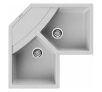 Lavello Elleci Incasso Cucina UnicoCorner 2Vasche 83x83 GrigioAluminium LMUCOR79