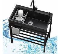 Lavello esterno in acciaio inox per ristorante, cucina, set con rubinetto, preparazione e lavandino per garage, catering, ristorante, campeggio