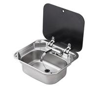 Lavello For Camper For Con Coperchio Da Cucina Quadrato Pieghevole In Acciaio Inossidabile Lavabo Risparmia Spazio