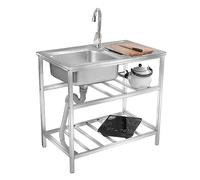 Lavello for ristoranti commerciali, lavello di servizio, lavello in acciaio inox con banco da lavoro, vasca singola for lavaggio all'aperto, lavelli for lavanderia, lavello da cucina, lavello da garag