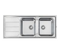 Foster Lavello ad Incasso a Bordo Standard a Due Vasche Elettra 5812 061 con Gocciolatoio a Sinistra Finitura Spazzolato da 116x50cm