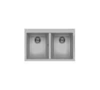 Lavello Elleci Incasso 2 vasche 79x50 Quadra 350 Metaltek Grigio Aluminium LMQ35079