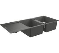 Lavello Composite K500 31648ap0 - Incasso - 1 Vasca + Vasca - Installazione Gocciolatoio Reversibile - 55,5x46 Cm - Nero Granito