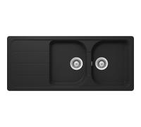 Lavello da Incasso Rettangolare 2 Vascha + Gocciolatoio Dimensioni 116 x 50 cm Colore Antracite Serie Formhaus D-200