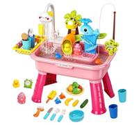 Lavello Giocattolo per Bambini con Acqua Corrente | Tavolo D'Acqua con Rubinetto Elettrico | Set Da Gioco Di Pesca - per Bambini di Età 1-5 Anni, Giardino, Asilo , Scuola 'Infanzia e Casa