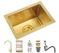 Lavello Gold Bar Sottotop, Lavello Bar Sottotop A Una Vasca, Lavello Da Cucina Piccolo Workstation, Lavello Bar Oro Spazzolato, Lavello Bar In Acciaio Inox, Lavello Da Cucina Per Esterni Con Accessori