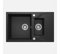 Lavello granito 1.5 vasche gocciolatoio Idrostile sifone 490x194 mm grafite Grafite