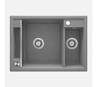 Lavello granito magnetico 1.5 vasche Idrostile sifone 500x219 mm grigio Grigio