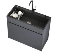 Lavello in Acciaio Inossidabile 68 cm Autoportante con Mobile Sottolavello | Rubinetto a Due Manopole per Acqua Calda/Fredda | Ripiano | Interno/Esterno | Commerciale & Residenziale | Cucina/Bagno