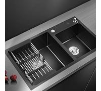 Lavello In Acciaio Inossidabile A Doppia Vasca, Lavello Da Cucina Commerciale, Lavello Da Cucina Multifunzionale, Nano-rivestimento, Senza Macchie Di Olio, Facile Da Pul, One Color, A78*43CM/31*17in