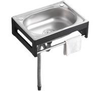 Lavello in Acciaio Inossidabile A Una Vasca, Lavello da Cucina con Supporto, Piccolo Lavello di Servizio, Lavello A Parete, per Lavanderia, Garage, Interni, Esterni, RIST, No Faucet, 53X38X16cm