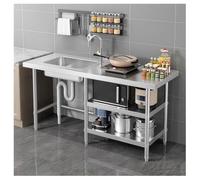 Lavello in Acciaio Inossidabile con Ripiano a 3 Livelli Struttura Rinforzata Piedini Regolabili Lavandino da Cucina H80cm(31,5") Fissaggio a Triangolo Sifone a S Non-odore Ampio Spazio di Stoccaggio