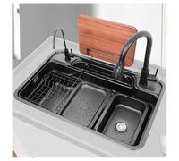 Lavello in Acciaio Inossidabile con Supporto per Tagliere Tre Modalità di Risciacquo Lavandino da Cucina Scongelamento Lavaggio E Zona Asciugatura Dotato Piccolo Ripiano Portaoggetti(30.7x18.9")