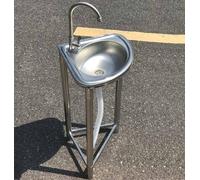 Lavello in Acciaio Inox Autoportante con Gambe in Acciaio, Lavandino ad Angolo Una Vasca per Bagno Piccolo, Cucina Esterno, con Rubinetto