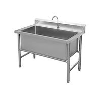 Lavello in Acciaio Inox Autoportante,Lavello A Una Vasca Singola con Rubinetto,Lavelli da Cucina Commerciale,Lavandino Multifunzionale,Lavabo di Utilità,Lavatoio da Giardino,per Bar,Garage,Ristorante