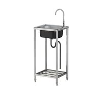 Lavello in Acciaio Inox autoportante,Lavello Cucina 1 Vasca per esterni Lavandino Camper con Rubinetto Lavelli Commerciale per Cucina, Ristorante,Caffè,Garage,Interno,Esterno 38cm