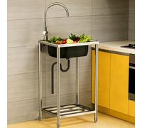 Lavello in Acciaio Inox Autoportante - Mobile Lavello da commerciale cucina 1 Vasca Lavandino a libera installazione per esterni - Lavabo multifunzionale per Lavanderia Cortile Garage