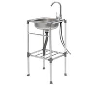 Lavello in acciaio inox, con beccuccio, lavello da cucina con mobiletto inferiore, lavello a mano con rubinetto a 360°, lavello multiuso per esterni, cortile, garage, campeggio, fattoria