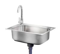 Lavello In Acciaio Inox Con Rubinetto Lavelli Da Cucina Domestici, Lavello Rettangolare 1 Vasca Per Lavello Commerciale Ristorante Cucina Appartamento (48x35cm)