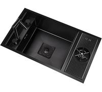 Lavello in Acciaio Inox Incorporato Nero A Vasca Singola Lavello Nascosto di RV Commercial Restaut Dessert Shop Lavello da Bar Lavello da Cucina Lavello A Vasca Singola, Black, 70 * 40 * 23cm