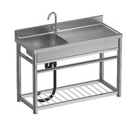 Lavello in acciaio inox Lavello commerciale a 1 scomparto, lavello a vasca singola e un ripiano sottostante, lavello in acciaio inox 304, lavello freestanding con piattaforma destra