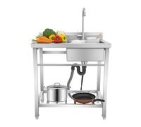 Lavello in acciaio inox, lavello da cucina con rubinetto girevole a 360 ° e acqua calda e fredda lavello da cucina lavello in acciaio inox lavello per bagni cucine caffetteria cortili
