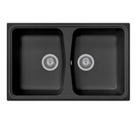 Plados Lavello in quarzo da cucina incasso SP0792 due vasche - Nero Matt