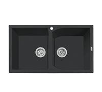 Lavello in quarzo da cucina incasso PLADOS CX0862 due vasche - Nero Matt