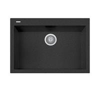 Lavello in quarzo da cucina incasso TELMA by Plados serie FLAT vasca singola 76cm - Nero Metal