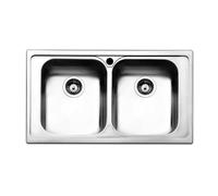 Lavello incasso cucina acciaio 86x50 cm due vasche SAXT322A