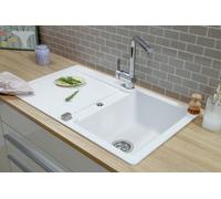 Lavello Incasso Cucina Lavabo IN Granito 86 x 50 Bianco respekta Austin