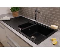 Lavello Incasso Cucina Lavello Cucina Lavabo IN Granito 100 x 50 Nero respekta