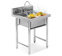 Lavello indipendente, Lavello da appoggio commerciale in acciaio inossidabile 304 con rubinetto di varie dimensioni for lavanderia(60 * 60 * 90cm)