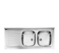 LAVELLO APPOGGIO CUCINA 2 VASCHE DX 120X50 ACCIAIO INOX MONDIAL SCARICO INCLUSO