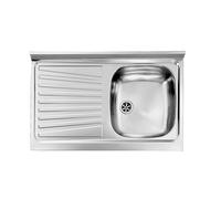 Lavello Inox ad Appoggio 80×50 1 vasca Sinistra e Gocciolatoio
