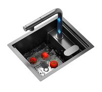 Lavello Invisibile In Acciaio Inox Con Rubinetto/coperchio, A Fessura Singola - Lavandino Da Banco Per Cucina, Bar, Camper, Bar, Hotel, Per Lavare A Mano Le Verdure(Sink+faucet A,32 * 39 * 22cm)