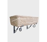 Lavello Lavandino In Cemento Con Staffe in Ferro, Lavabo, Fontana, Vasca Unica - Larghezza 80x40 Cm - Per Esterno Da Giardino Colore Sfumato Rosa Antico