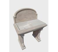 Lavello Lavandino In Cemento, Lavabo Con Basi, Fontana, Vasca Unica rustica - Larghezza 102x53 Altezza 122 Cm - Per Esterno Da Giardino Colore Sfumato Rosa Antico